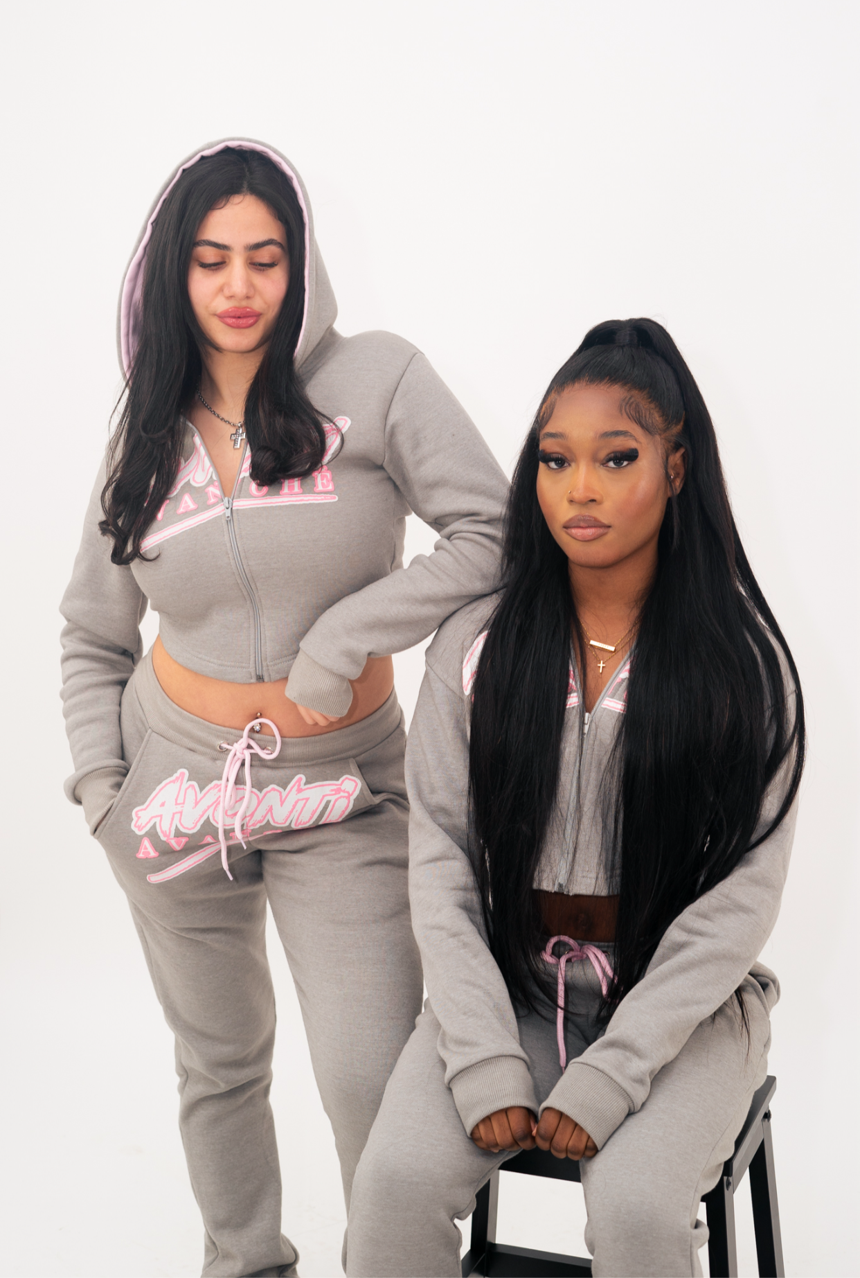 Avonti Perma cropped zip trackuisut - grey/pink Womens